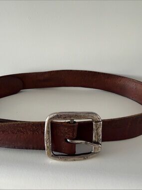 Vintage ~ Women's Brown Leather Belt with Silver Buckle